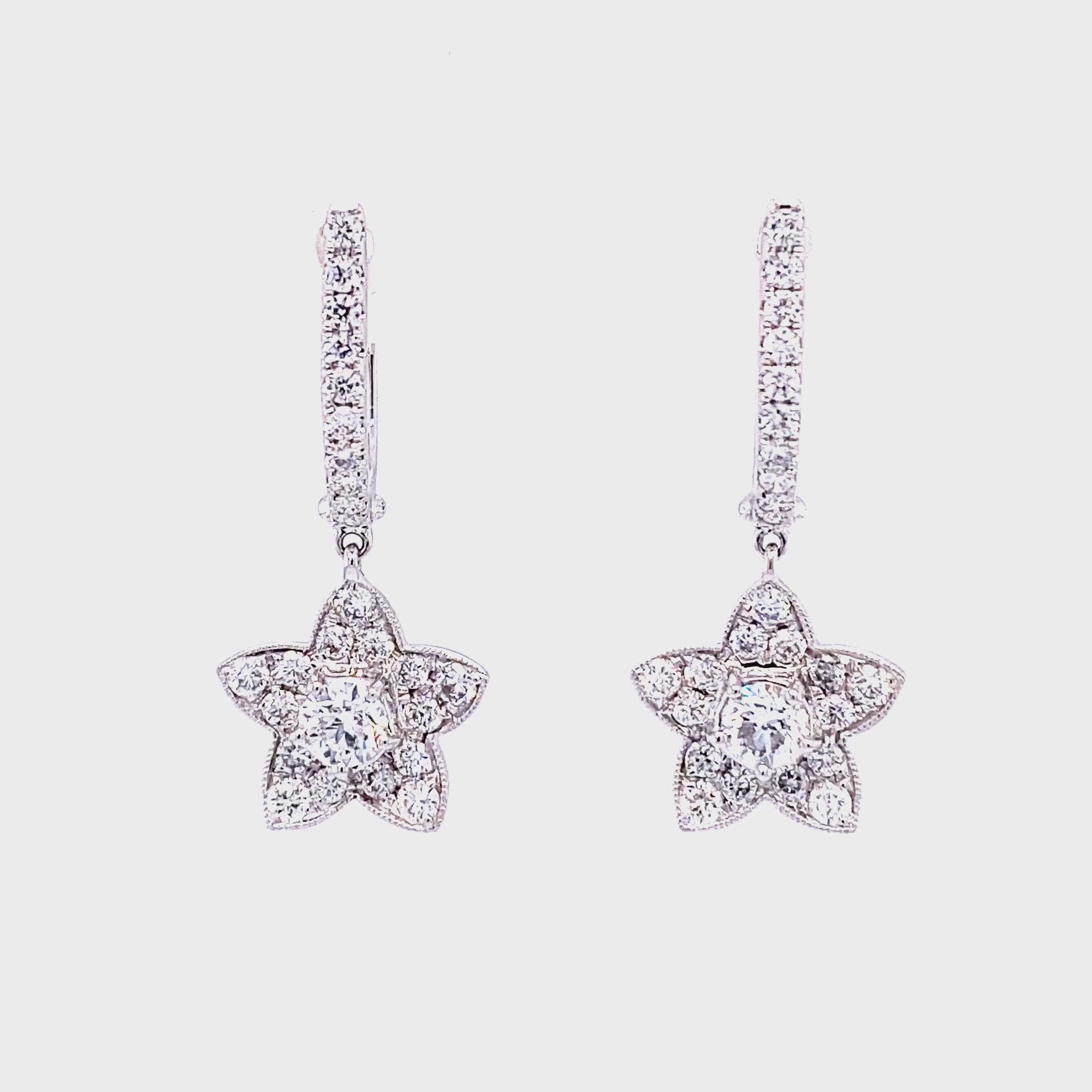 Zemira Hoop and Dangle Earrings in 18k white gold with diamonds