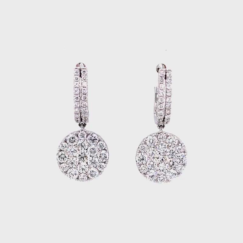 Olivia Diamond Cluster Hoop and Dangle Earrings in 18k white gold