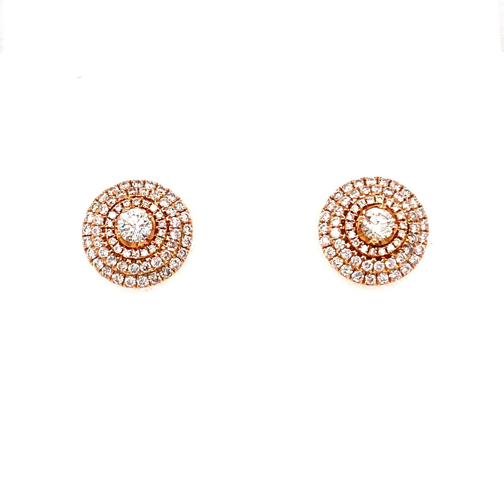 Beatrice Studs in 18k rose gold with round brilliant diamonds