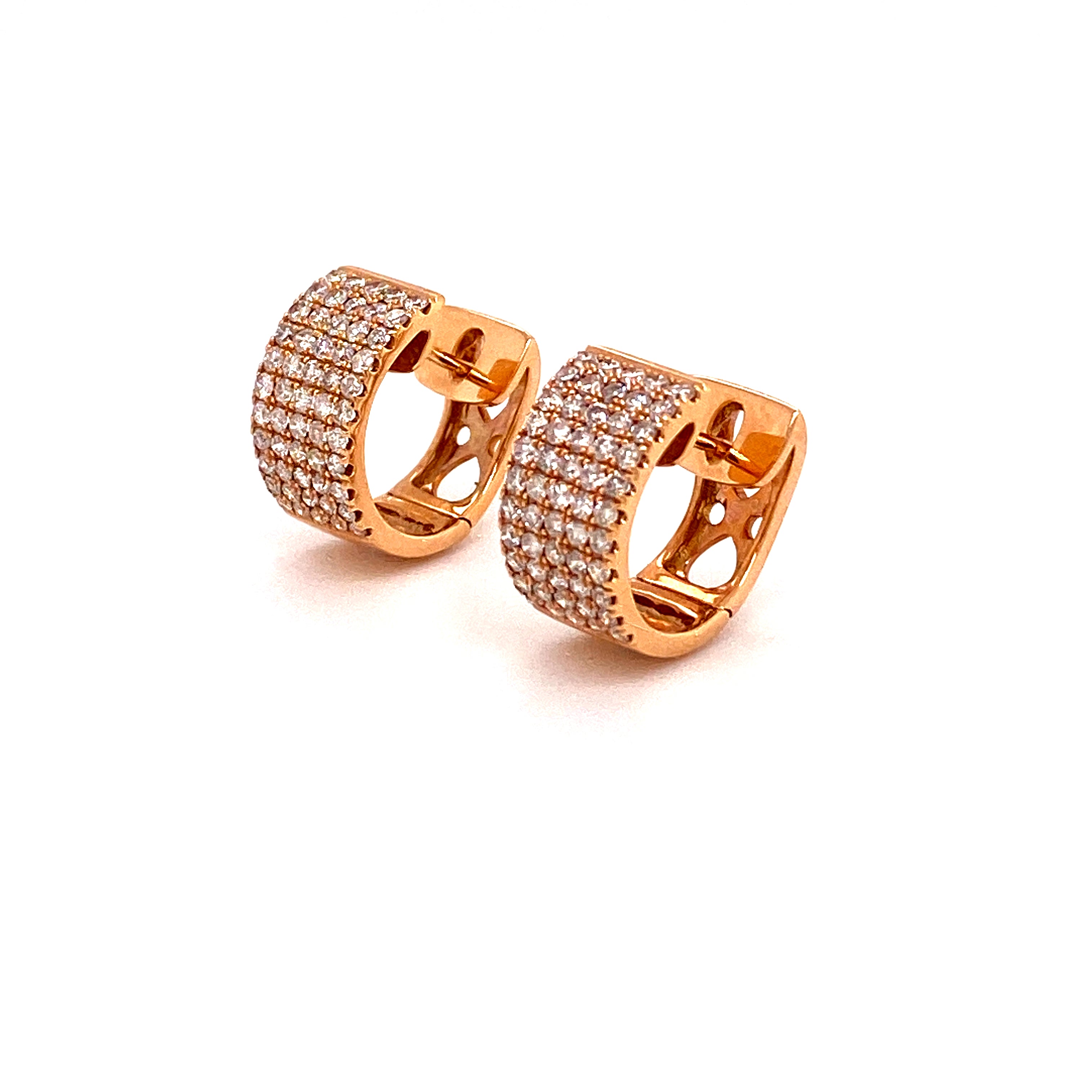 Jules Mini Hoops in 18k rose gold with diamonds