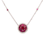 Load image into Gallery viewer, Quinn Ruby Necklace in 18k white gold with round brilliant diamonds
