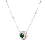 Load image into Gallery viewer, Kira Emerald Necklace in 18k white gold with round brilliant diamonds
