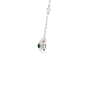 Kira Emerald Necklace in 18k white gold with round brilliant diamonds