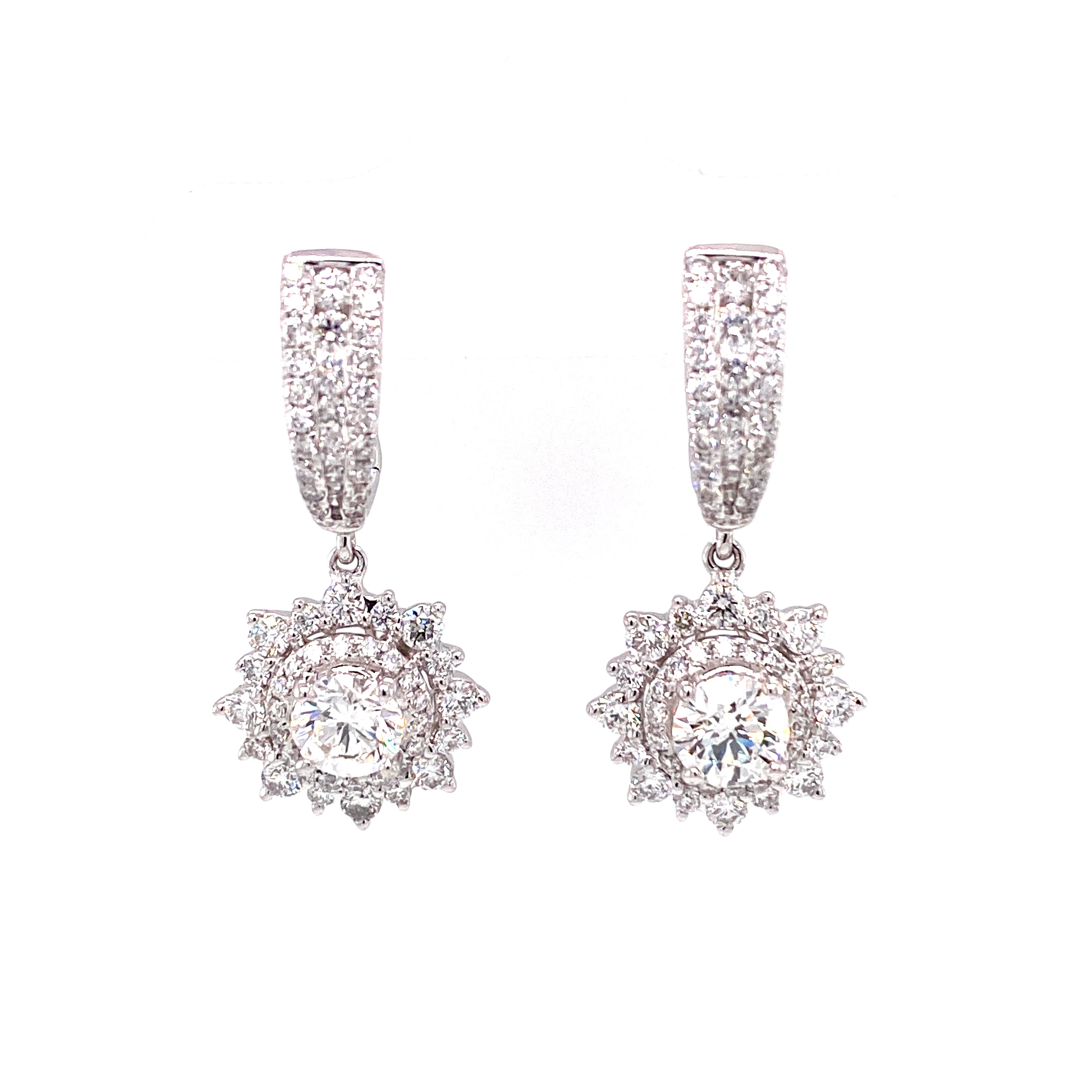 Rae Hoop and Dangle Earrings in 18k white gold with diamonds