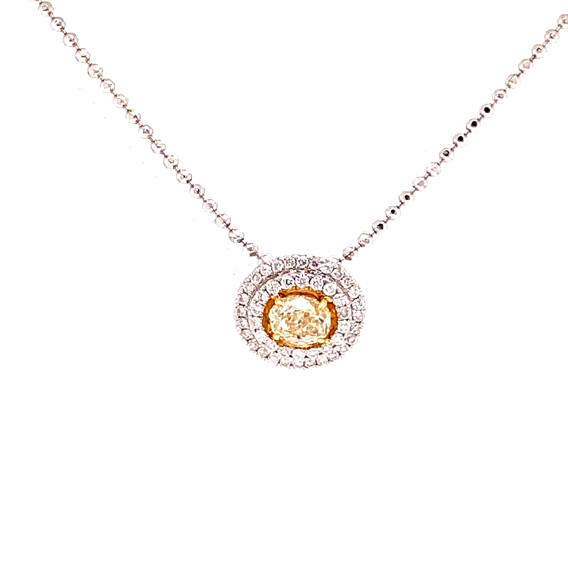 Sophie Yellow Diamond Pendant in 18k white gold with round brilliant diamonds