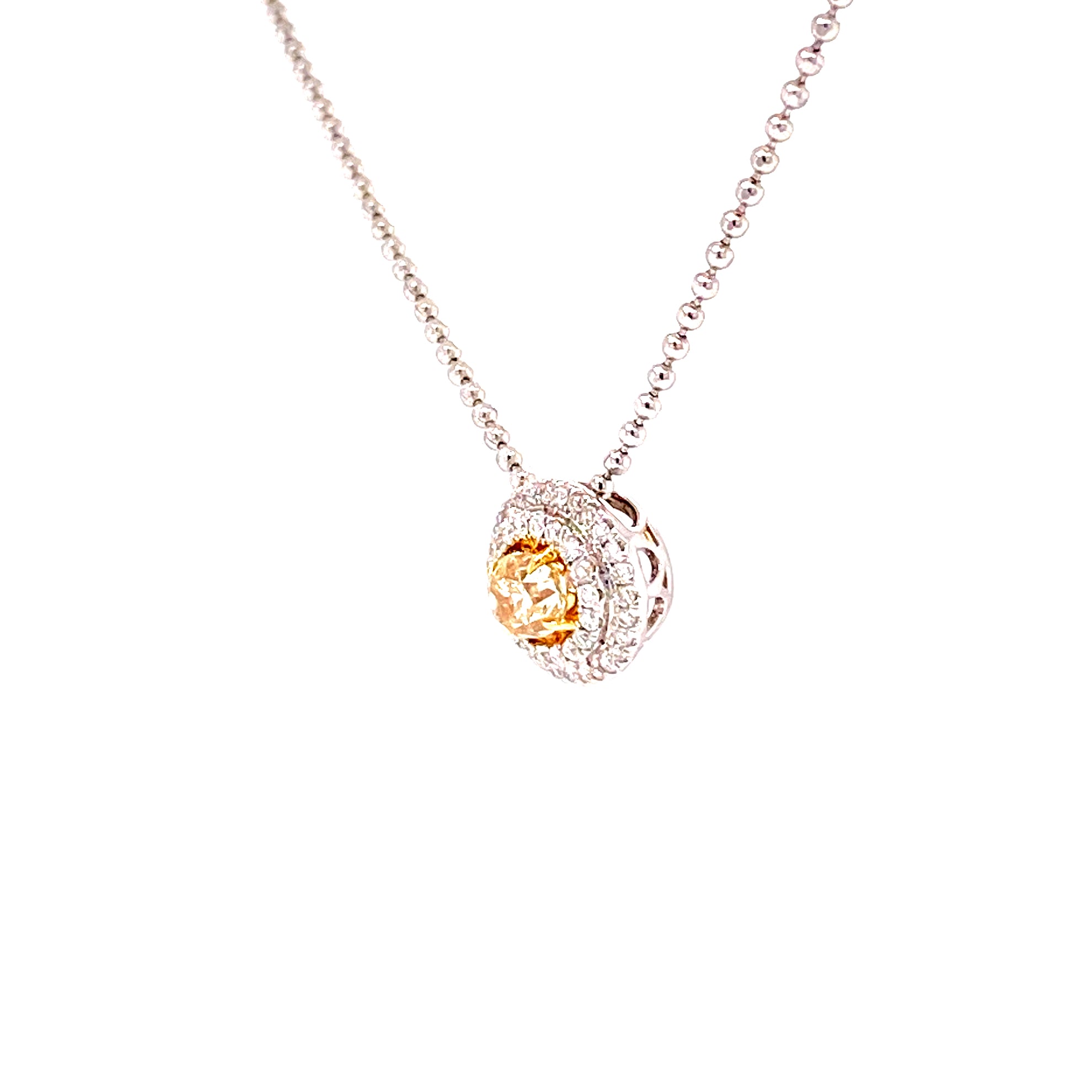 Sophie Yellow Diamond Pendant in 18k white gold with round brilliant diamonds