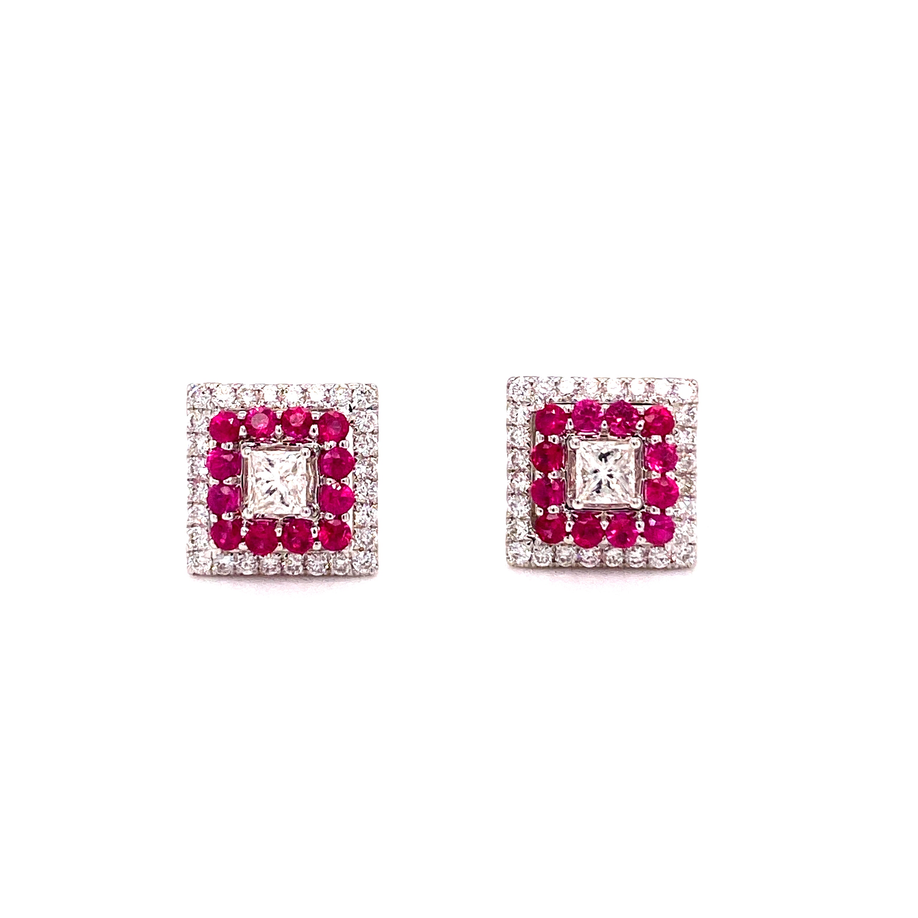 Alora Rubie Stud Earrings in 18k white gold with diamonds