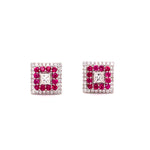 Load image into Gallery viewer, Alora Rubie Stud Earrings in 18k white gold with diamonds
