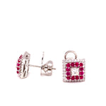 Load image into Gallery viewer, Alora Rubie Stud Earrings in 18k white gold with diamonds
