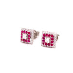 Load image into Gallery viewer, Alora Rubie Stud Earrings in 18k white gold with diamonds
