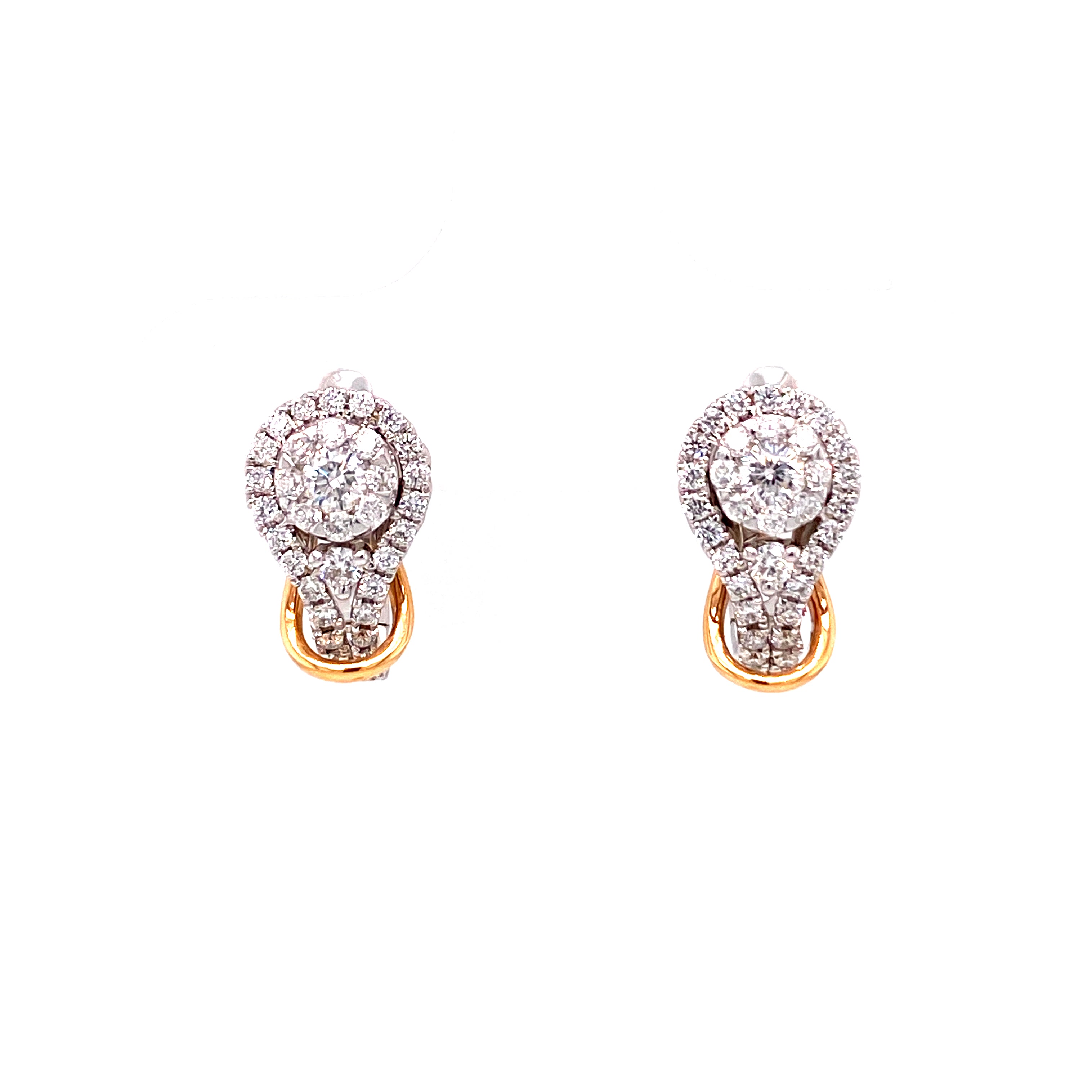 Ellis Mini Hoop Earrings in 18k white and rose gold with diamonds