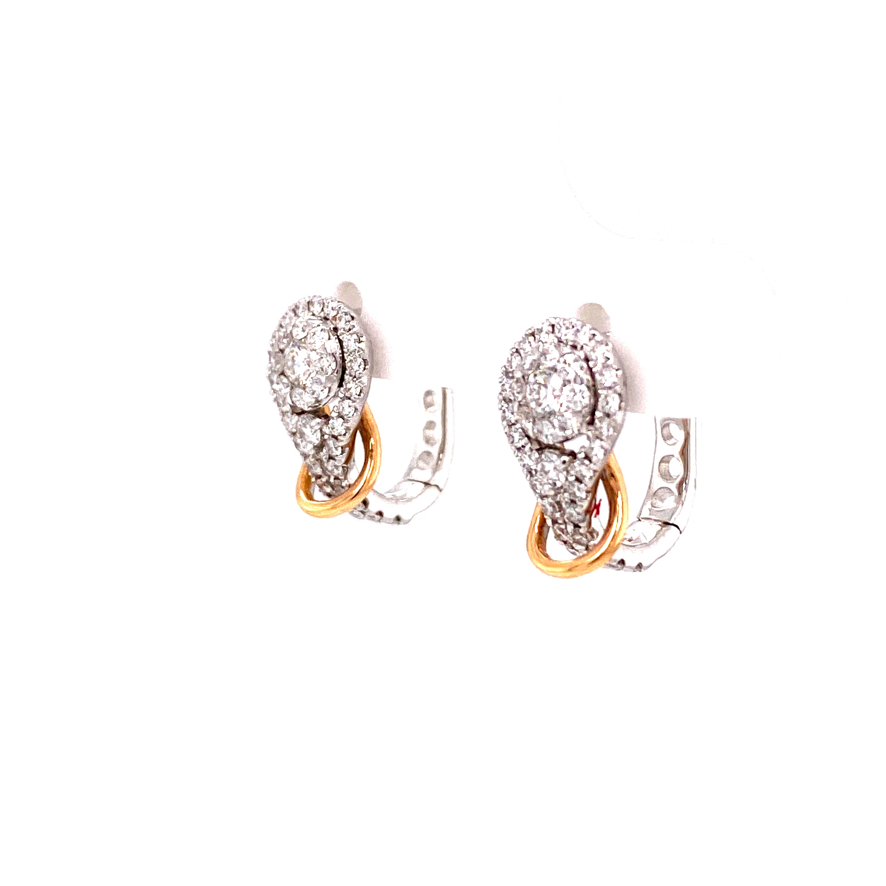 Ellis Mini Hoop Earrings in 18k white and rose gold with diamonds