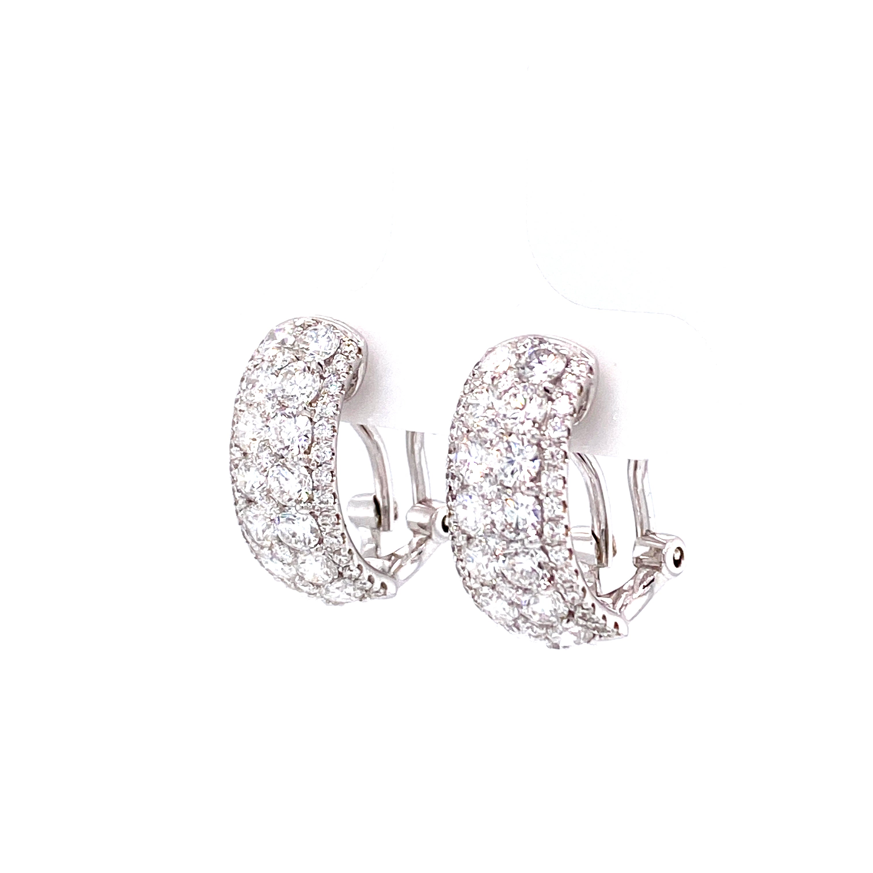 Marley Diamond Cluster Mini Hoops in 18k white gold with diamonds