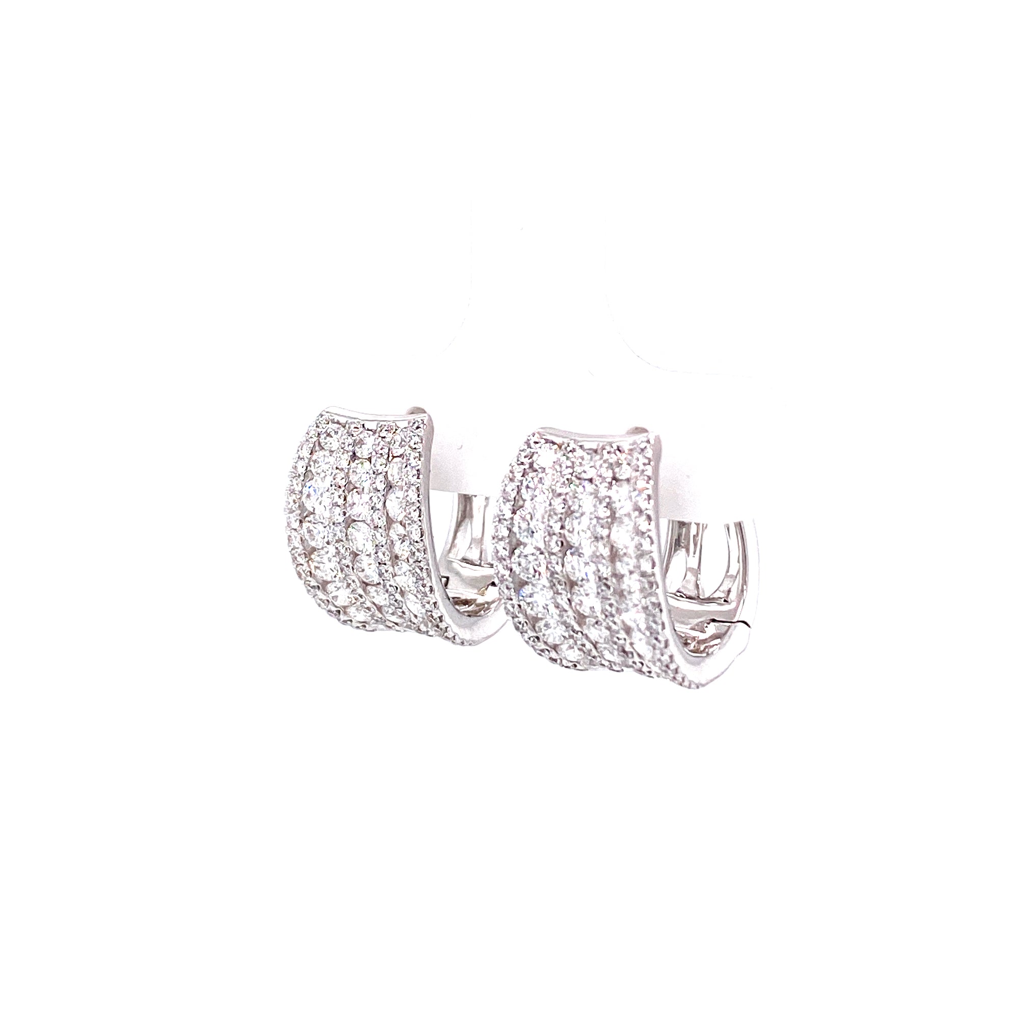 Winnie Diamond Cluster Mini Hoops in 18k white gold