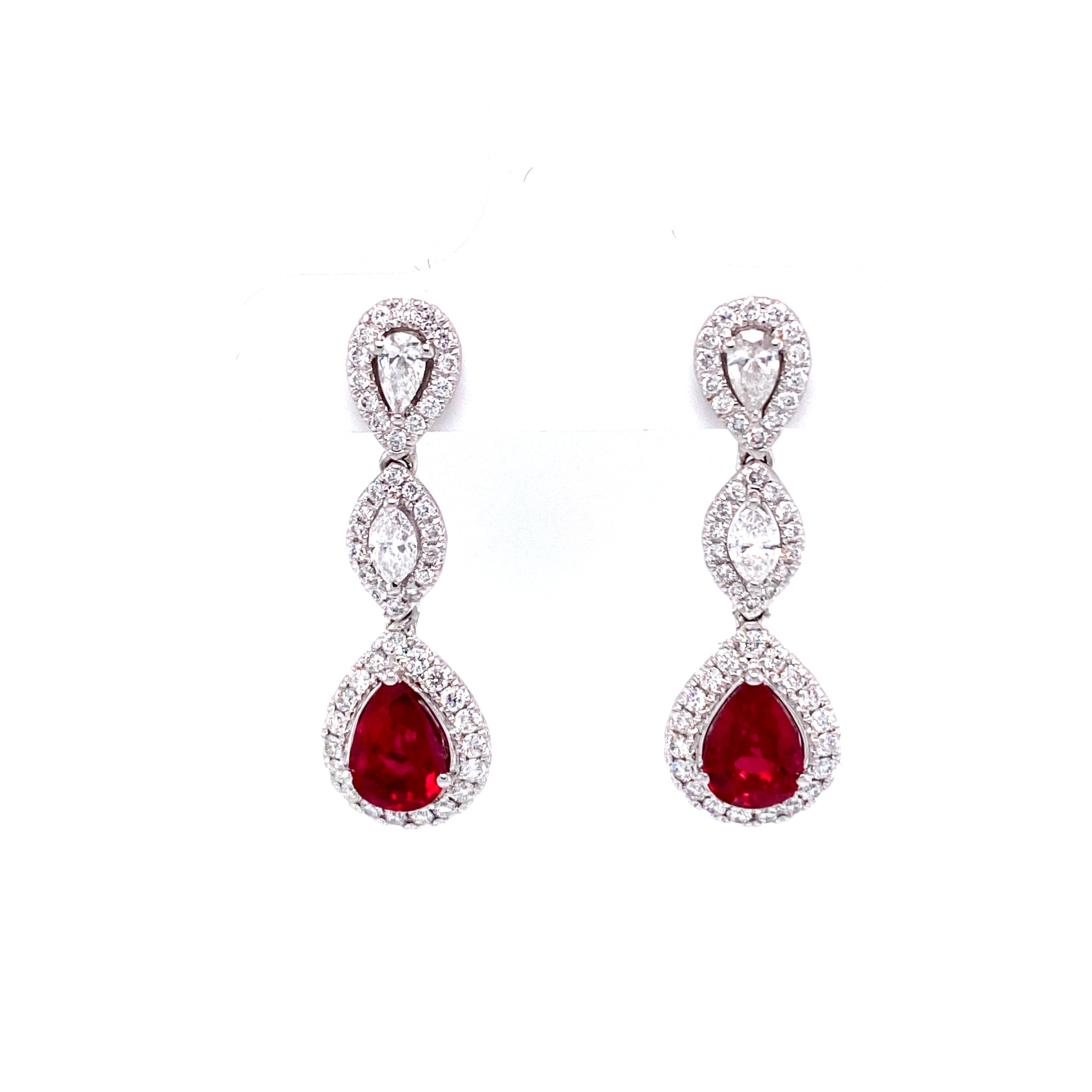 Liv Ruby Drop Earrings in 18k white gold with diamonds