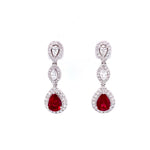 Load image into Gallery viewer, Liv Ruby Drop Earrings in 18k white gold with diamonds
