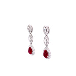 Load image into Gallery viewer, Liv Ruby Drop Earrings in 18k white gold with diamonds
