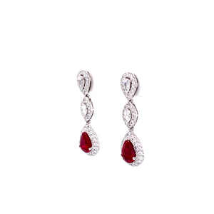 Liv Ruby Drop Earrings in 18k white gold with diamonds