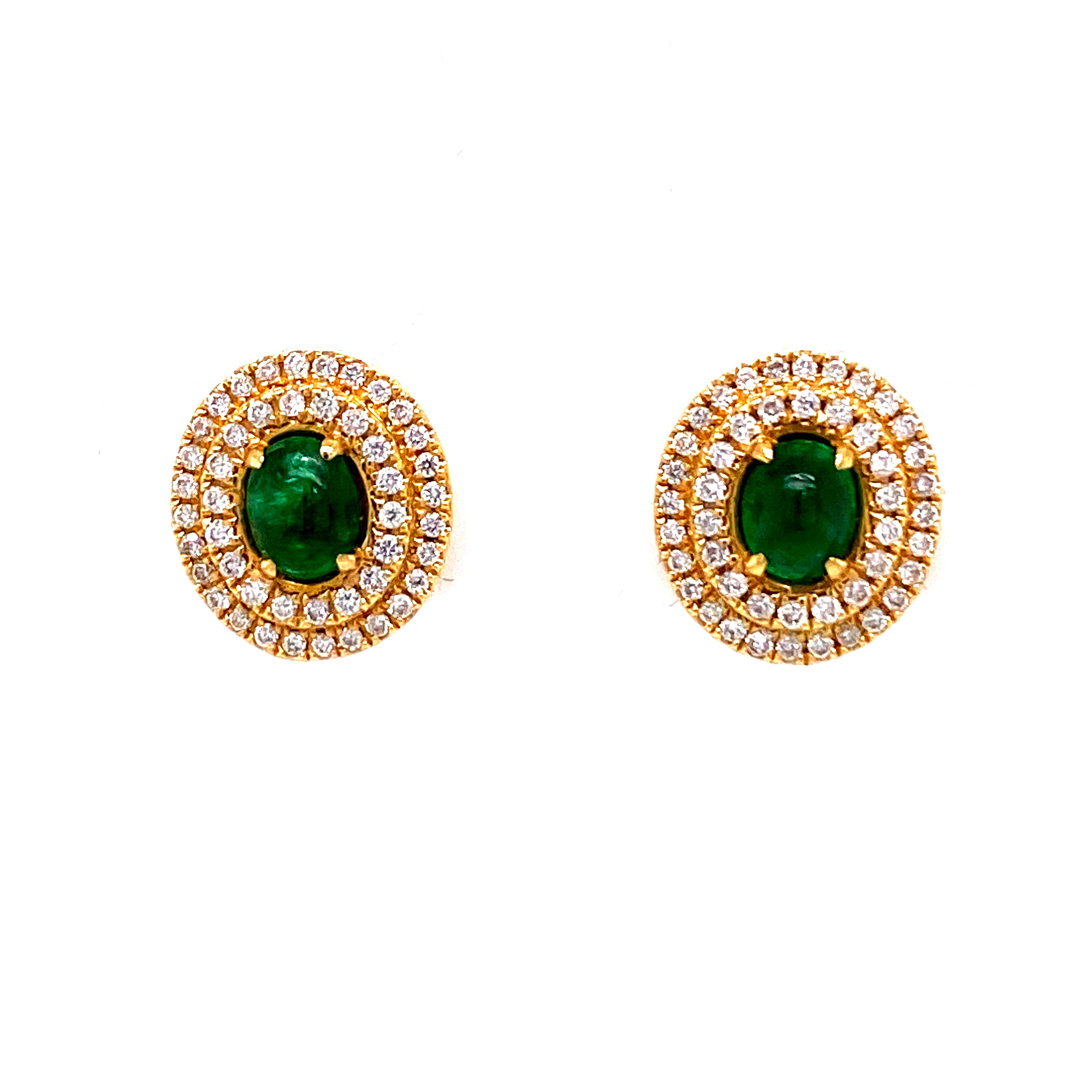 Mila Emerald Stud Earrings in 18k yellow gold with diamonds