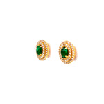 Load image into Gallery viewer, Mila Emerald Stud Earrings in 18k yellow gold with diamonds
