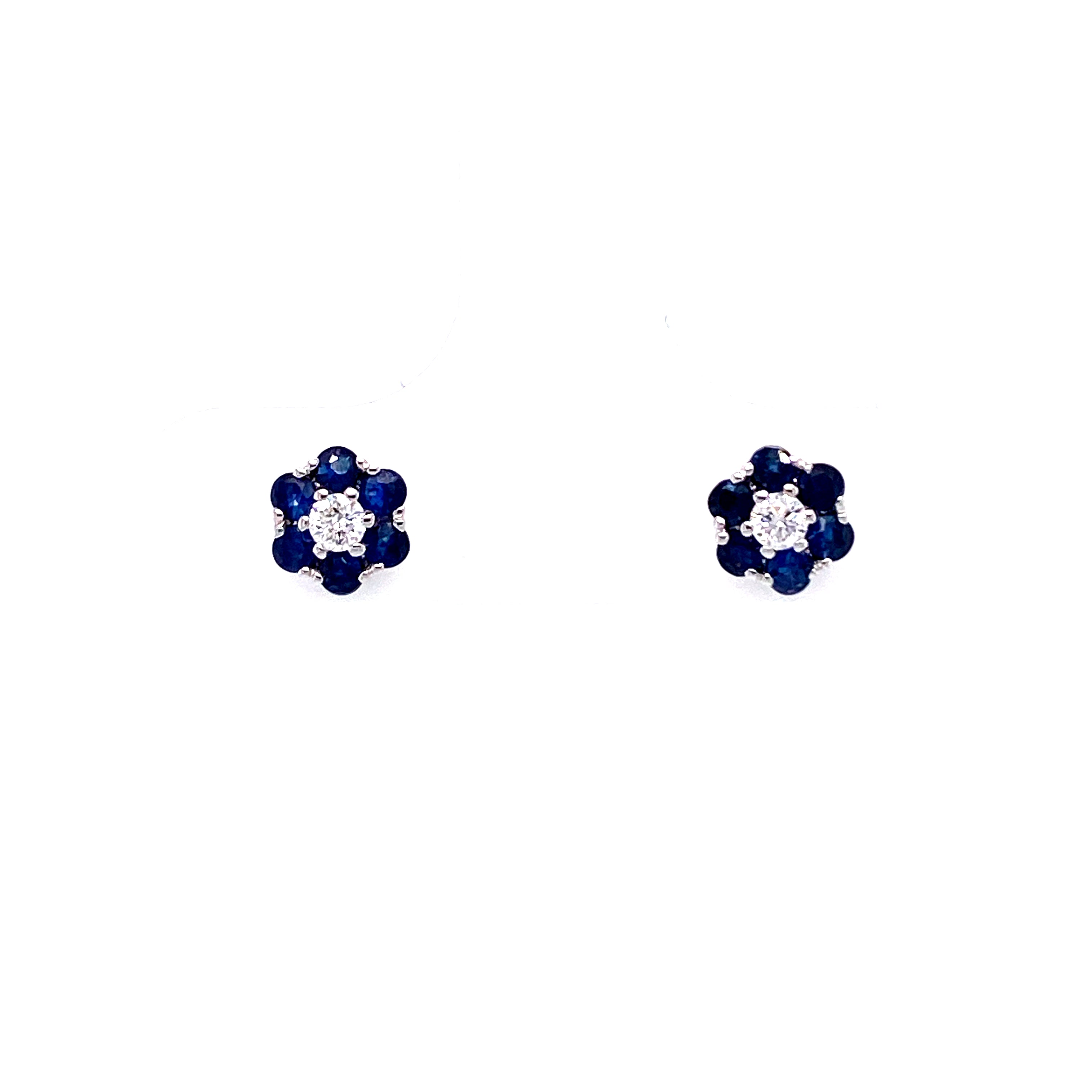 Adley Sapphire Stud Earrings in 18k white gold with diamonds