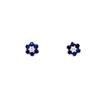 Load image into Gallery viewer, Adley Sapphire Stud Earrings in 18k white gold with diamonds
