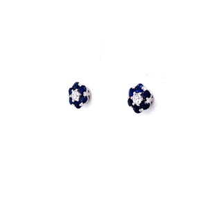 Adley Sapphire Stud Earrings in 18k white gold with diamonds