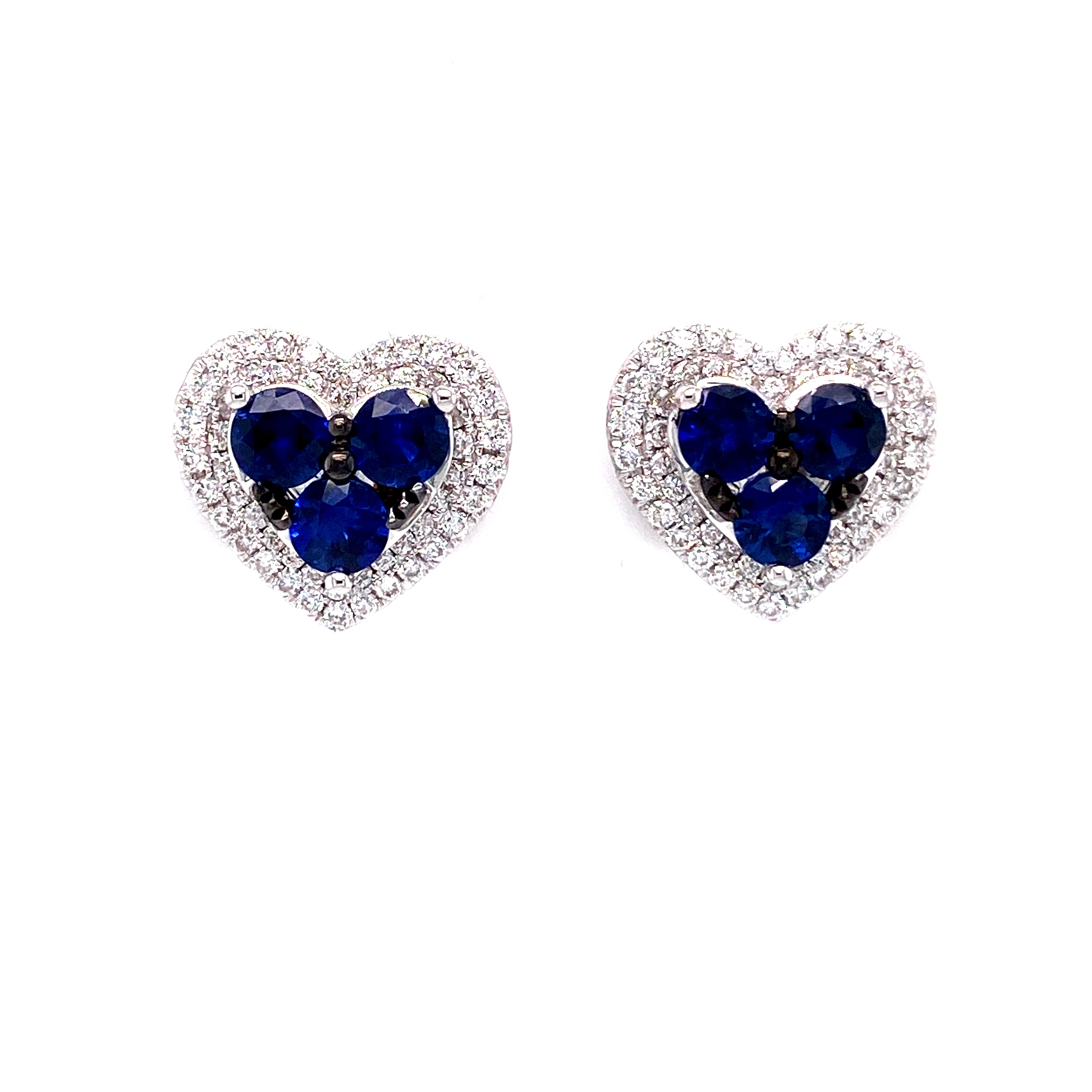 Aviana Sapphire Stud Earrings in 18k white gold with diamonds