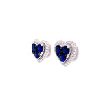 Load image into Gallery viewer, Aviana Sapphire Stud Earrings in 18k white gold with diamonds
