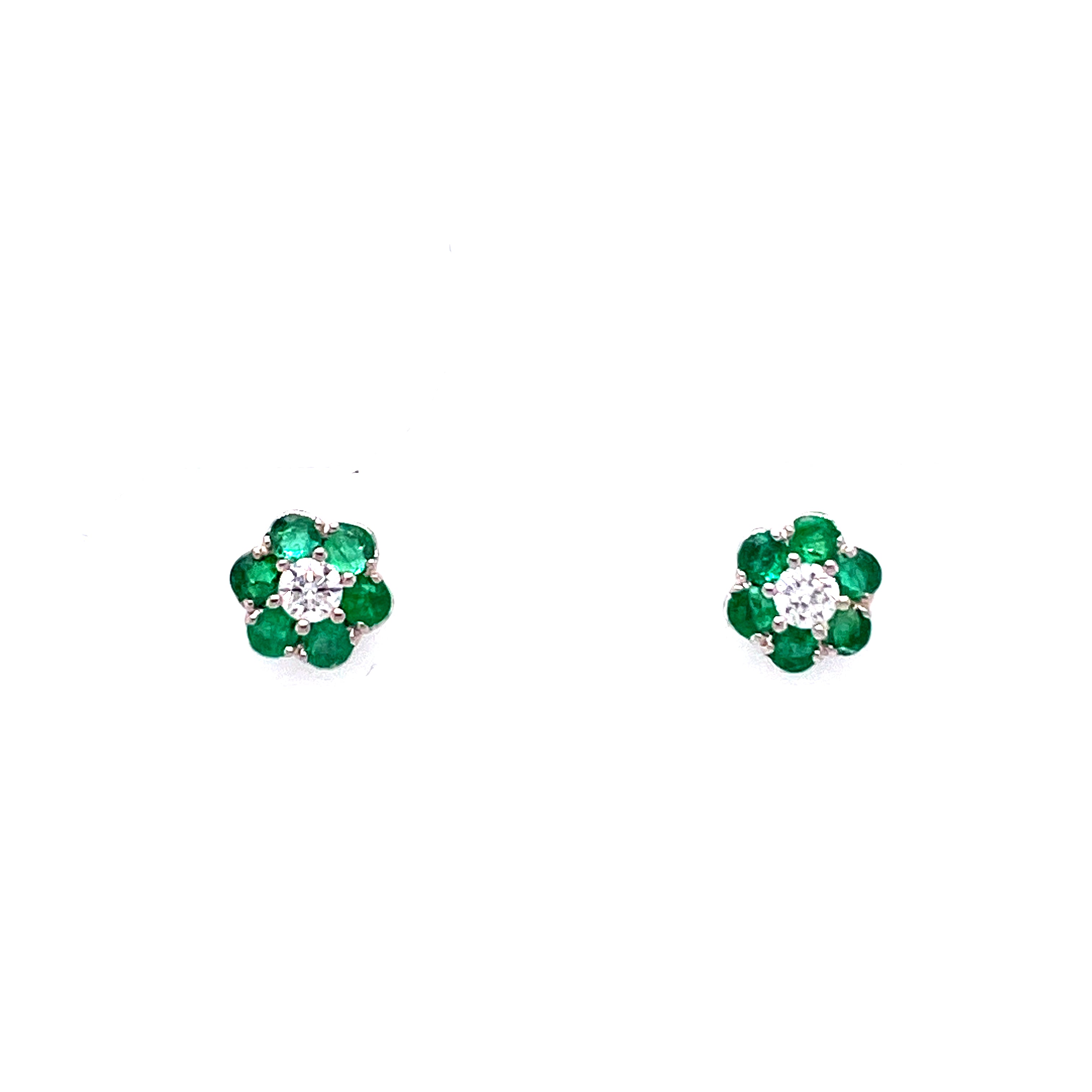 Addilyn Emerald Stud Earrings in 18k white gold with diamonds