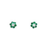 Load image into Gallery viewer, Addilyn Emerald Stud Earrings in 18k white gold with diamonds
