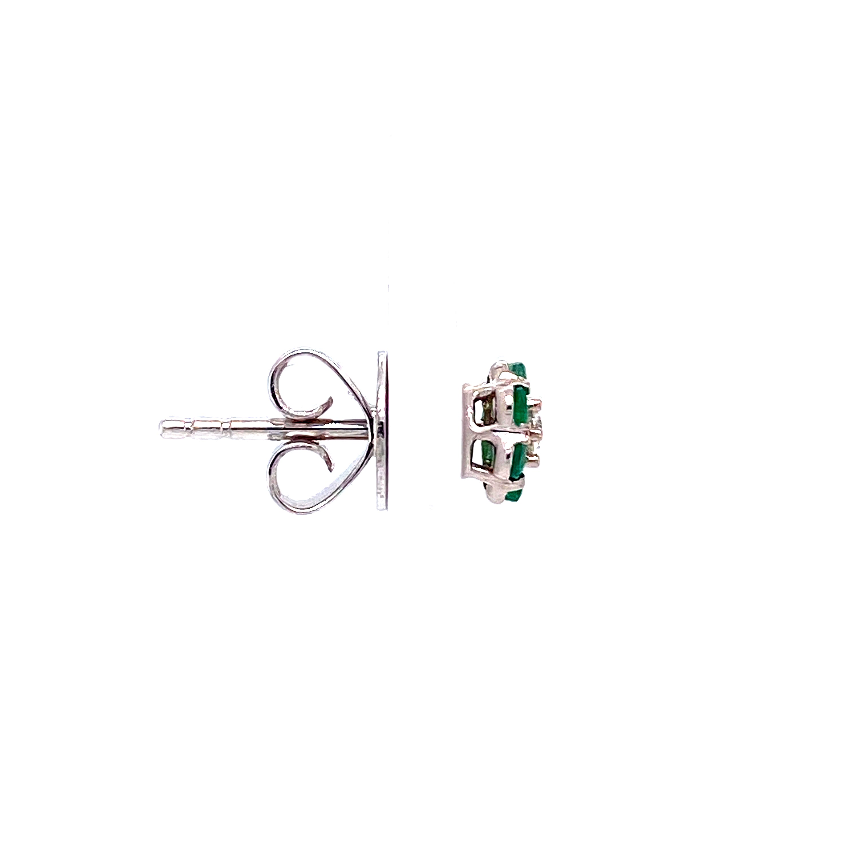 Addilyn Emerald Stud Earrings in 18k white gold with diamonds