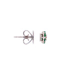 Load image into Gallery viewer, Addilyn Emerald Stud Earrings in 18k white gold with diamonds
