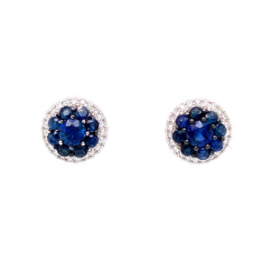 Grecia Sapphire Stud Earrings in 18k white gold with diamonds