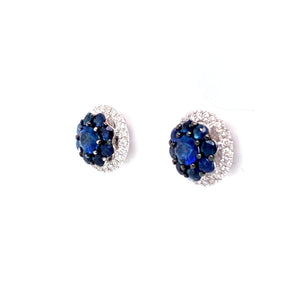 Grecia Sapphire Stud Earrings in 18k white gold with diamonds