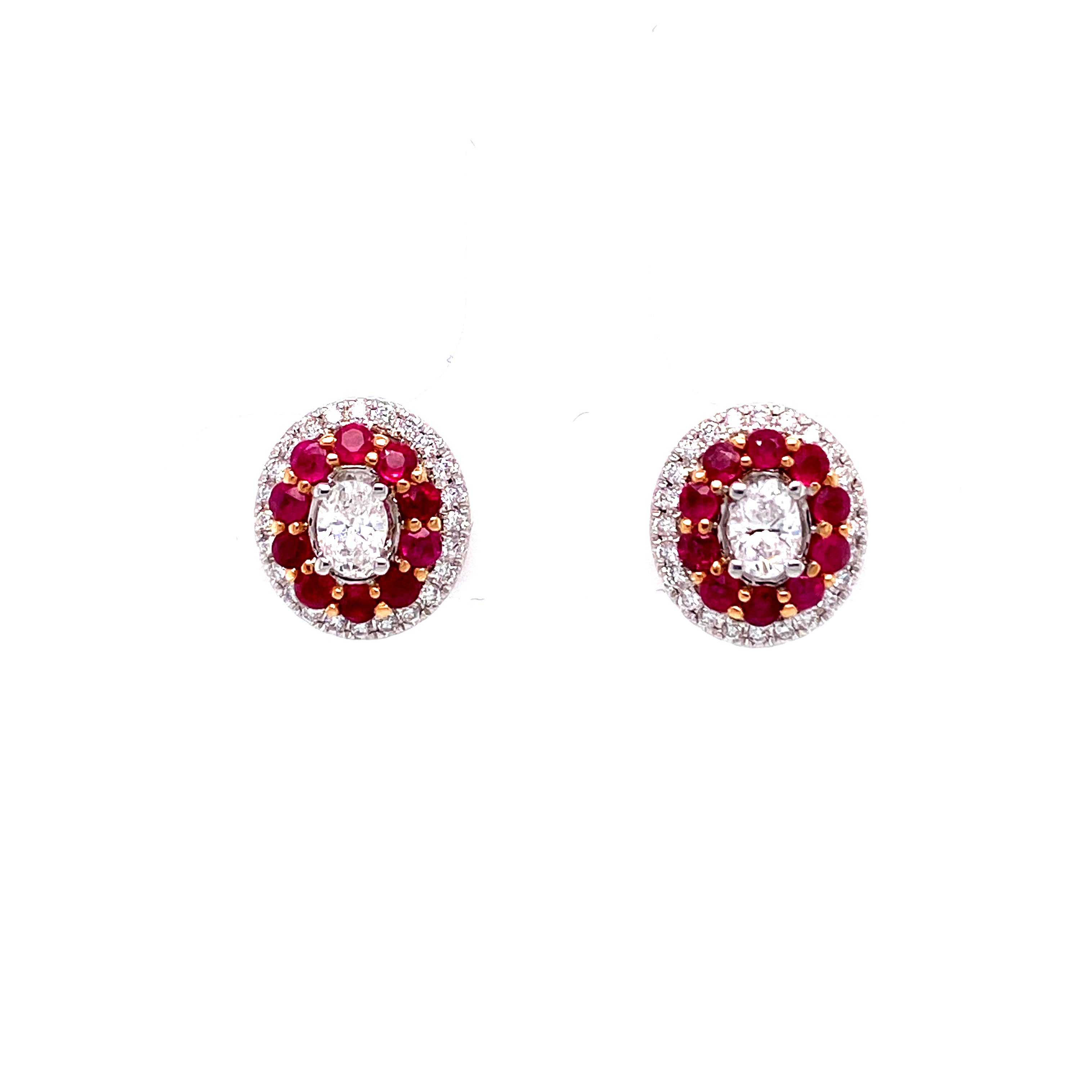 Analia Rubie Stud Earrings in 18k white and rose gold with diamonds