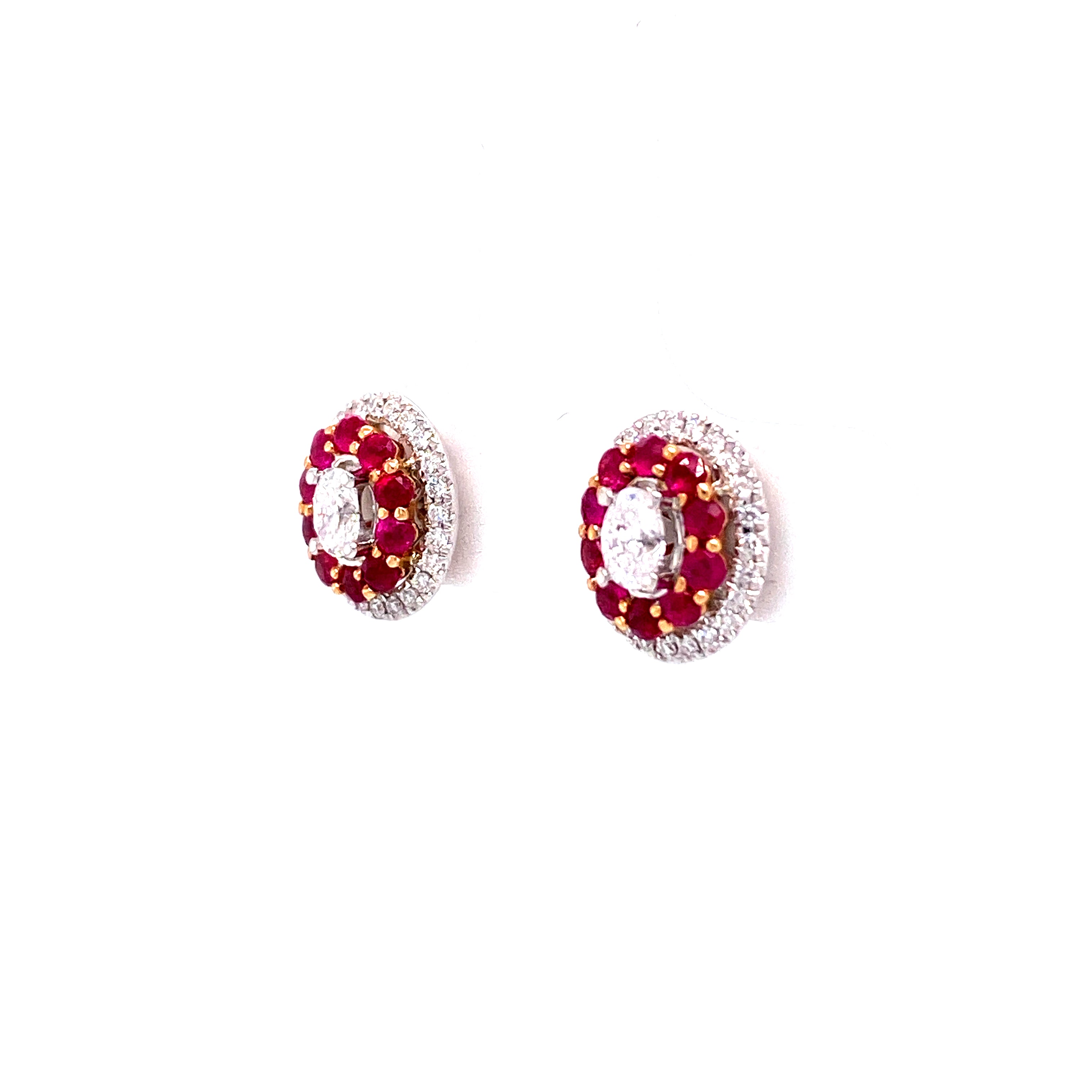 Analia Rubie Stud Earrings in 18k white and rose gold with diamonds