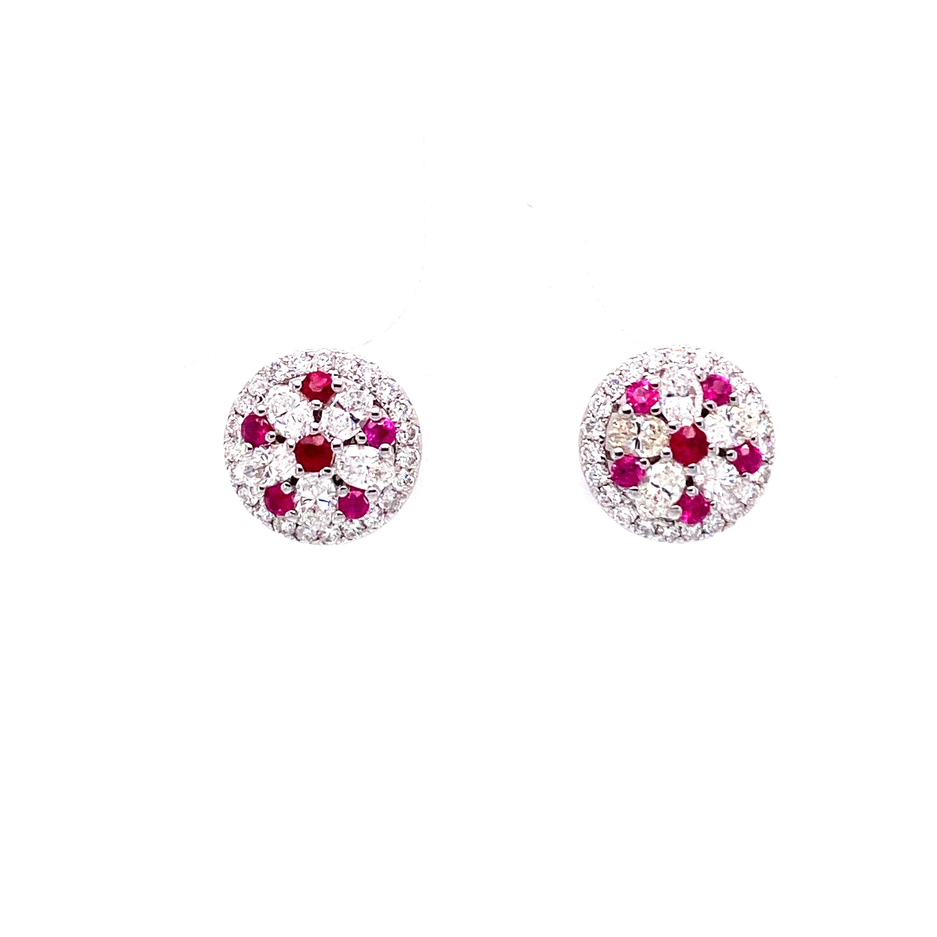 Aria Rubie Stud Earrings in 18k white gold with diamonds