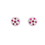 Load image into Gallery viewer, Aria Rubie Stud Earrings in 18k white gold with diamonds
