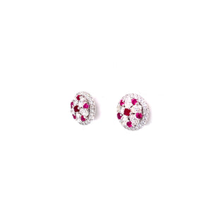 Aria Rubie Stud Earrings in 18k white gold with diamonds