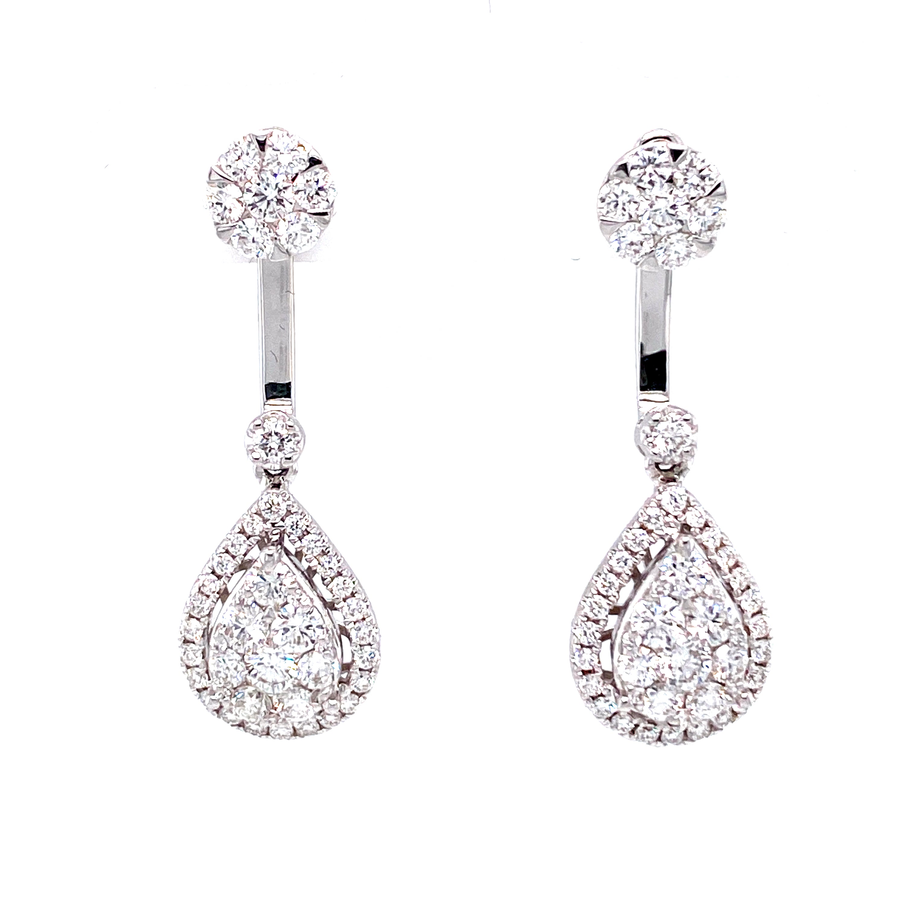 Elodie Drop Earrings in 18k white gold with diamonds