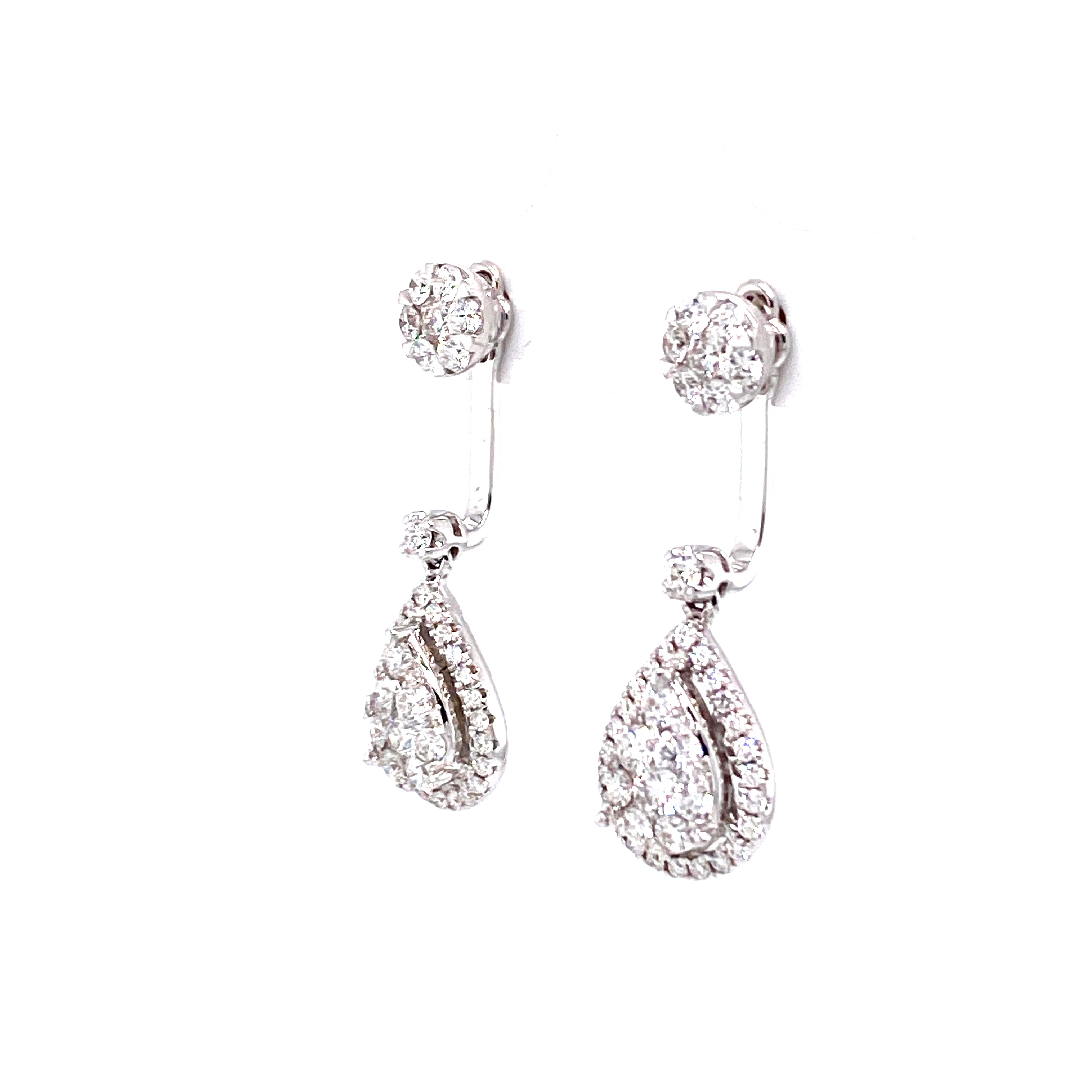 Elodie Drop Earrings in 18k white gold with diamonds