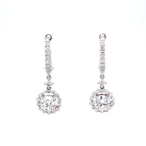 Selena Hoop and Dangle Earrings in 18k white gold with diamonds