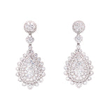 Load image into Gallery viewer, Fluer Drop Earrings in 18k white gold with diamonds
