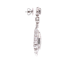 Fluer Drop Earrings in 18k white gold with diamonds