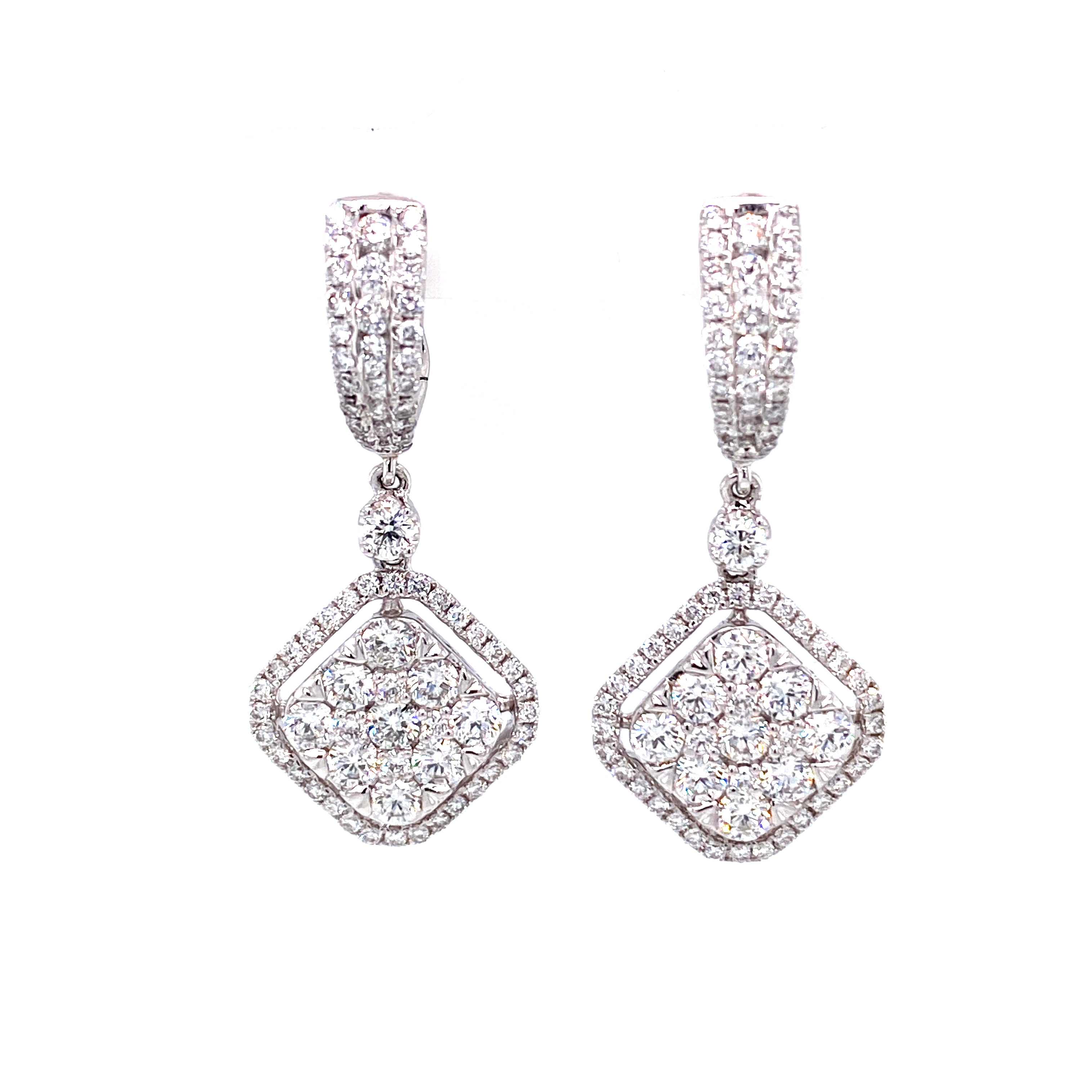 Nella Hoop and Dangle Earrings in 18k white gold with diamonds