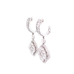 Nella Hoop and Dangle Earrings in 18k white gold with diamonds