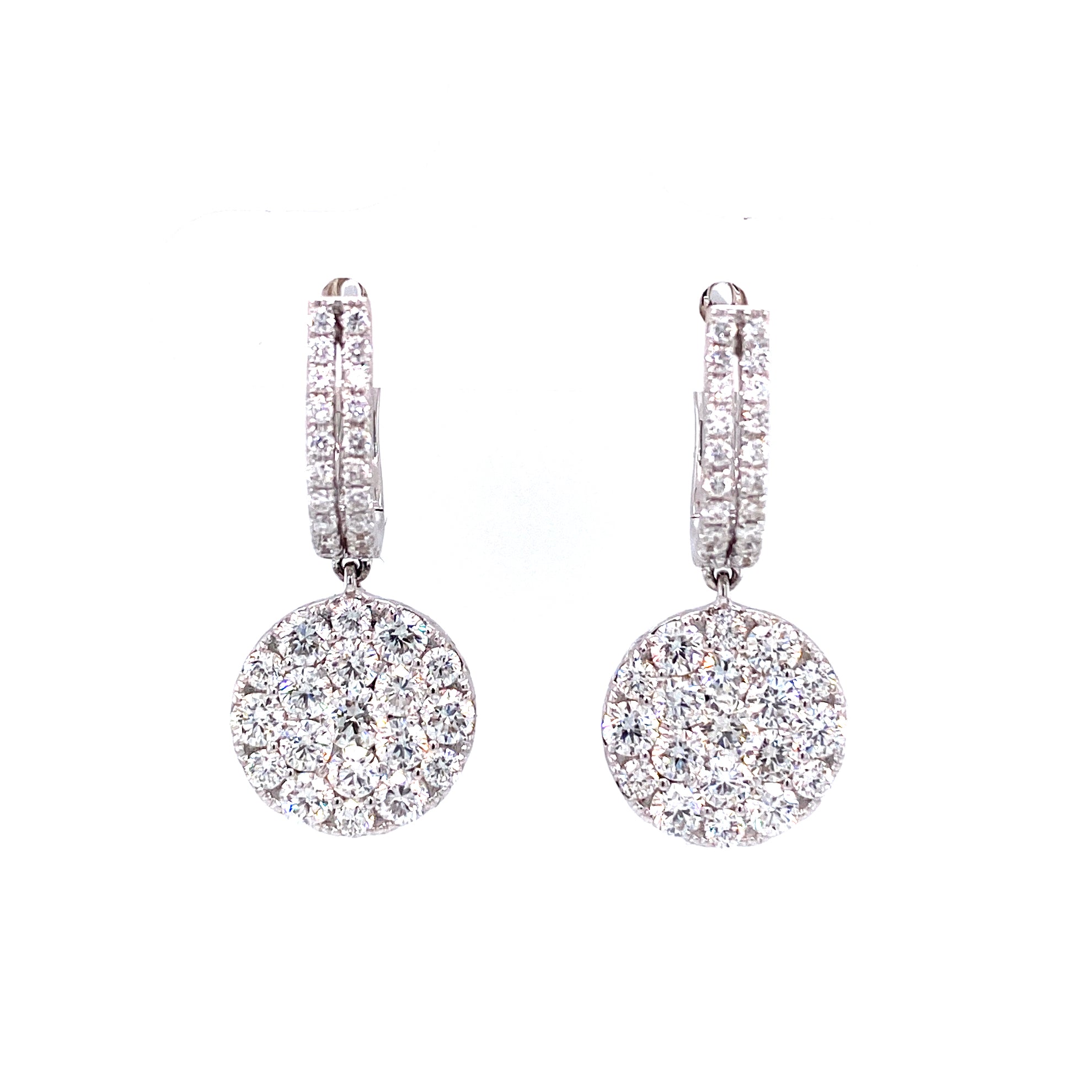 Olivia Diamond Cluster Hoop and Dangle Earrings in 18k white gold