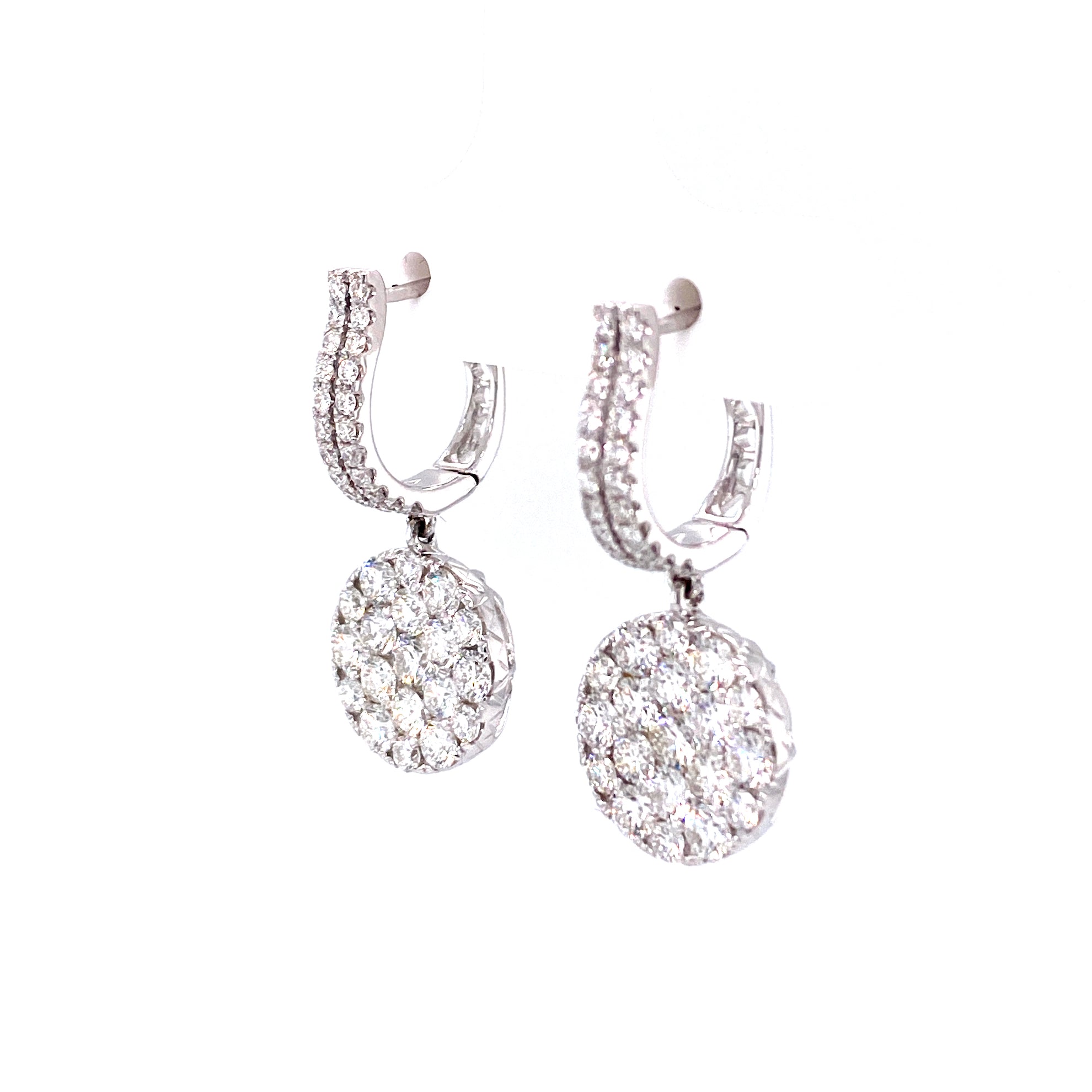 Olivia Diamond Cluster Hoop and Dangle Earrings in 18k white gold