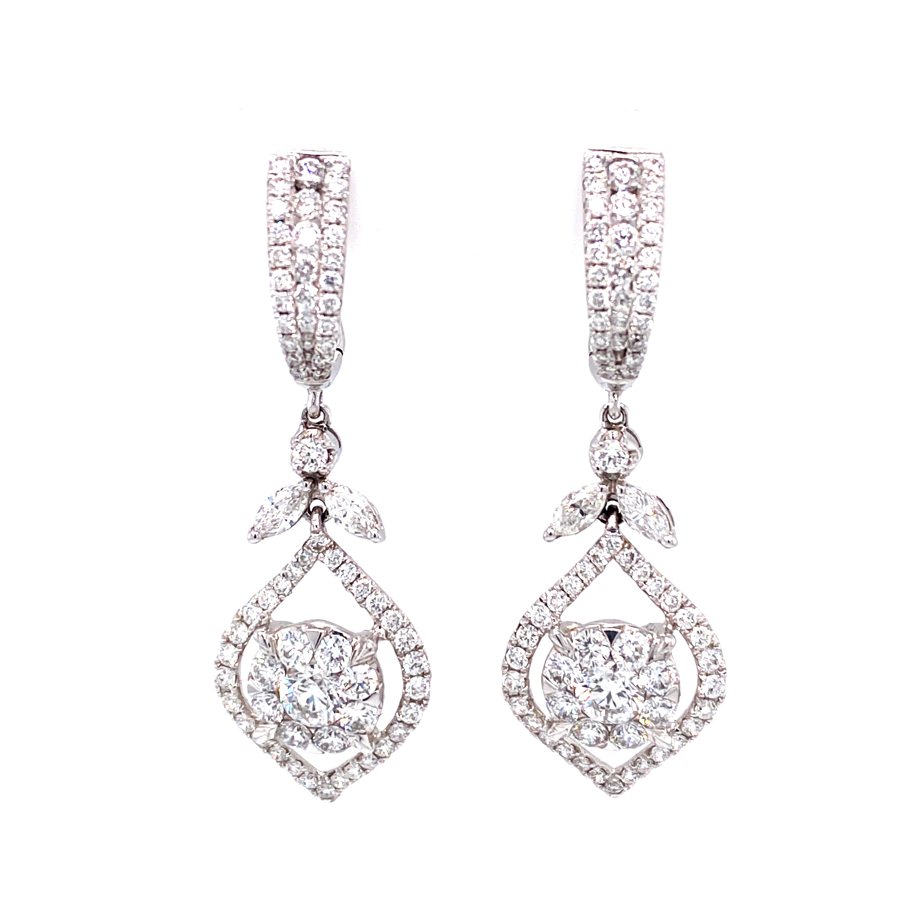 Elliott Hoop and Dangle Earrings in 18k white gold with diamonds